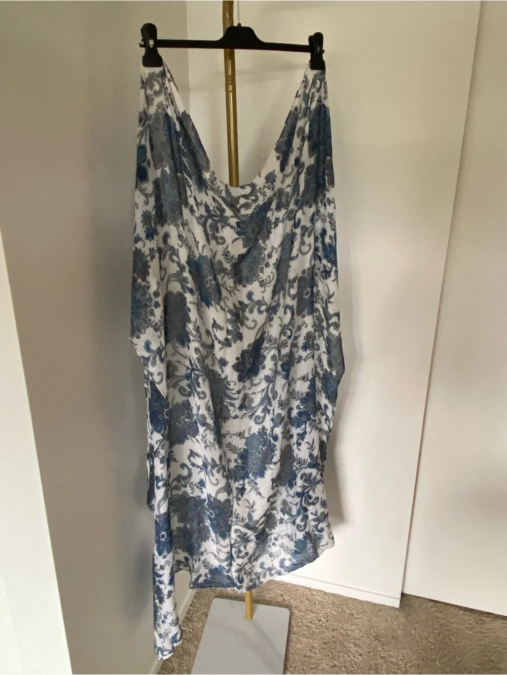 Massimo Dutti Blue Paisley Floral Lightweight Scarf Wrap